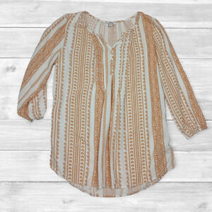 Sonoma Women's 3/4 Sleeve White‎ Rust Floral Blouse- Size Small